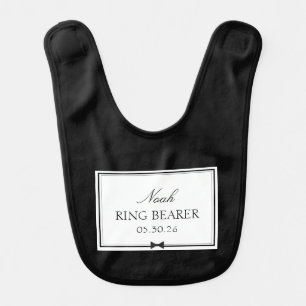 Personalized Cute Bowtie Black & White Ring Bearer Baby Bib