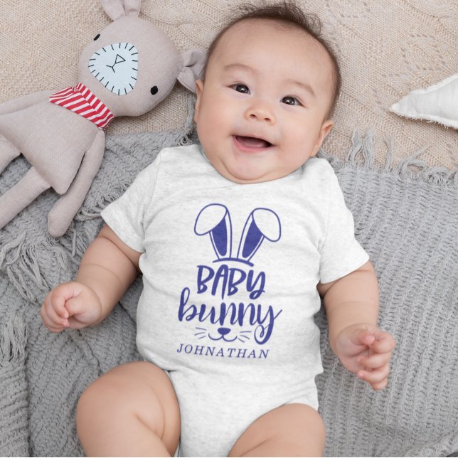Personalized Cute Boy Baby Bunny Easter Baby Bodysuit (Personalized Cute Boy Baby Bunny Easter Baby Bodysuit)
