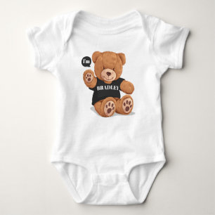 Personalized Cute Boy Bear Baby Bodysuit