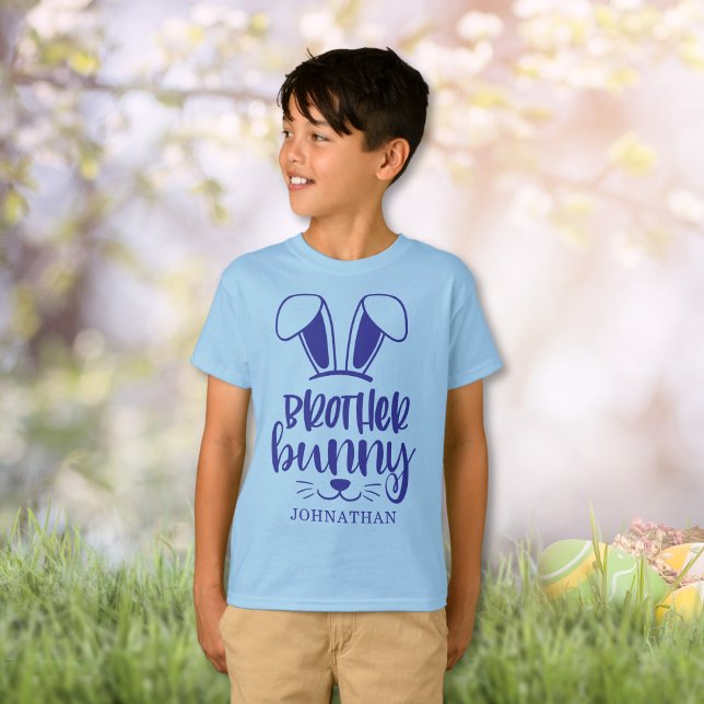 Personalized Cute Boy Brother Bunny Easter T-Shirt (Personalized Cute Boy Brother Bunny Easter T-Shirt)