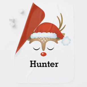 Personalized Cute Boy Christmas Reindeer Baby Blanket
