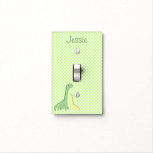 Personalized Cute Brontosaurus Dinosaurs Light Switch Cover