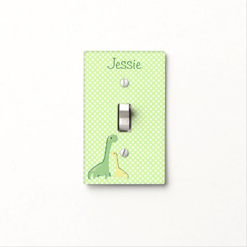 Personalized Cute Brontosaurus Dinosaurs Light Switch Cover