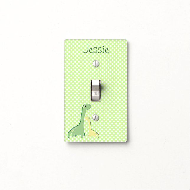 Personalized Cute Brontosaurus Dinosaurs Light Switch Cover (In Situ)