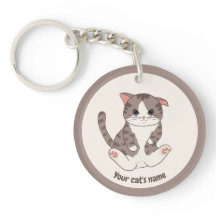 Personalized Cute Brown Cat Lover Keychain