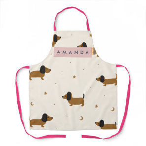 Personalized Cute Brown Dachshund Puppy Apron