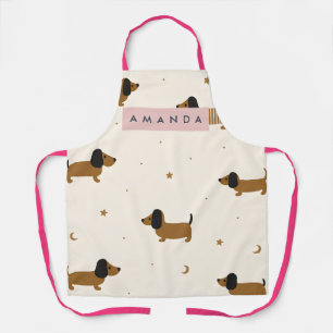 Personalized Cute Brown Dachshund Puppy Apron