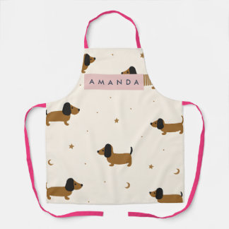 Personalized Cute Brown Dachshund Puppy Apron