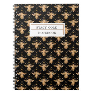 Personalized Cute Brown Honeycomb Bee Design   Notebook