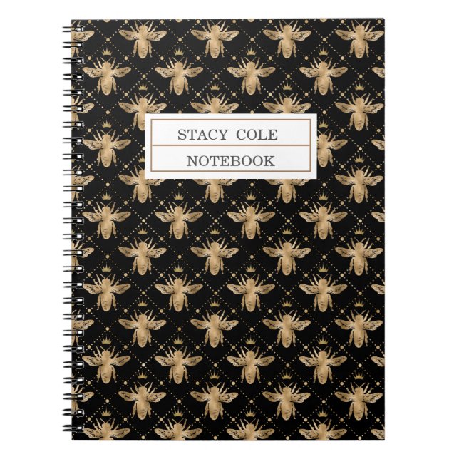 Personalized Cute Brown Honeycomb Bee Design   Notebook (Front)