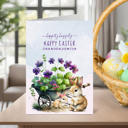 Personalized Cute Bunnies Granddaughter Easter Holiday Card