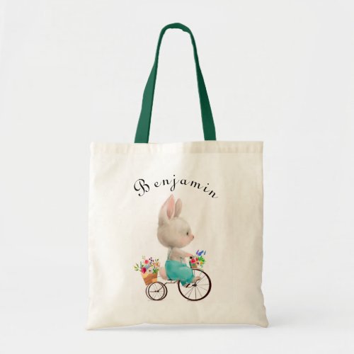 Personalized Cute Bunny Easter Egg Hunt Girl Tote 