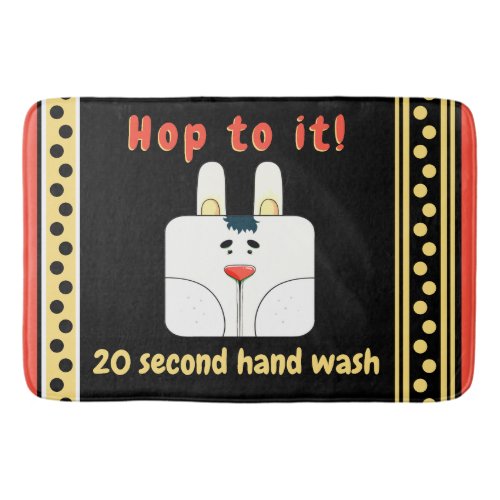 Personalized Cute Bunny Face and Polka Dots Bath Mat