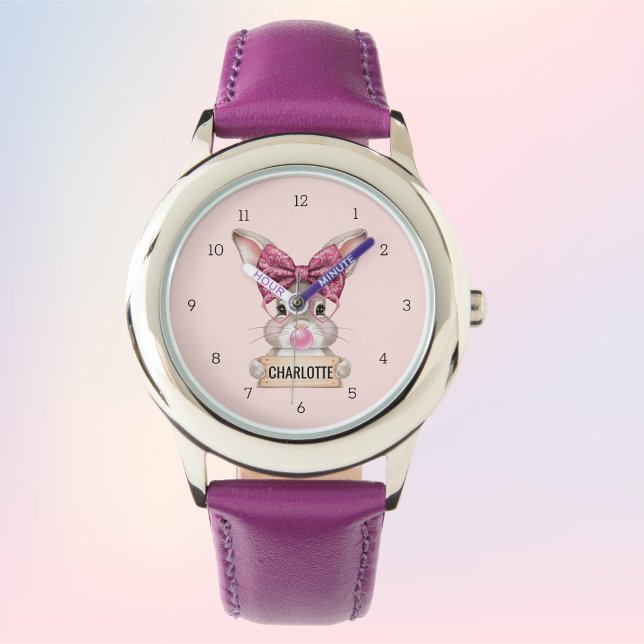 Personalized Cute Bunny Kids' Watch – Custom Name  (Personalized Cute Bunny Kids' Watch – Custom Name)