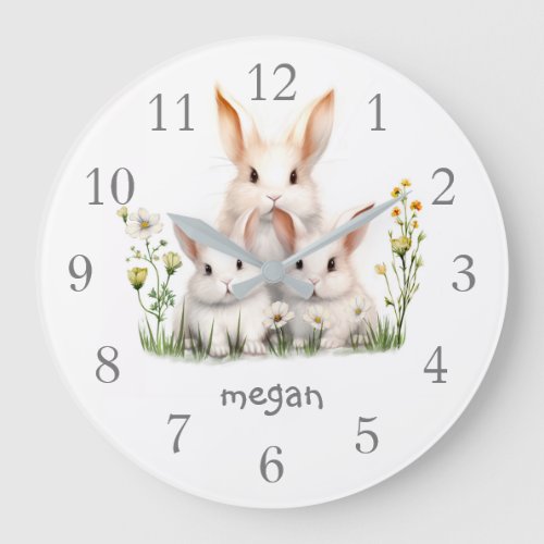 Personalized Cute Bunny Large Clock
