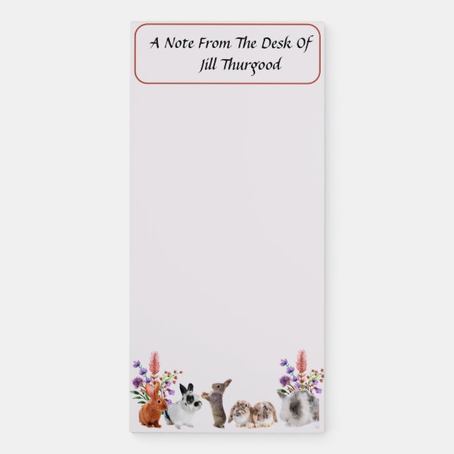 Personalized Cute Bunny  Magnetic Notepad (Front)