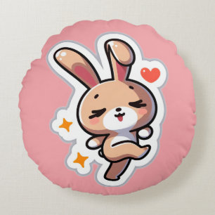 Personalized Cute Bunny Round Pillow