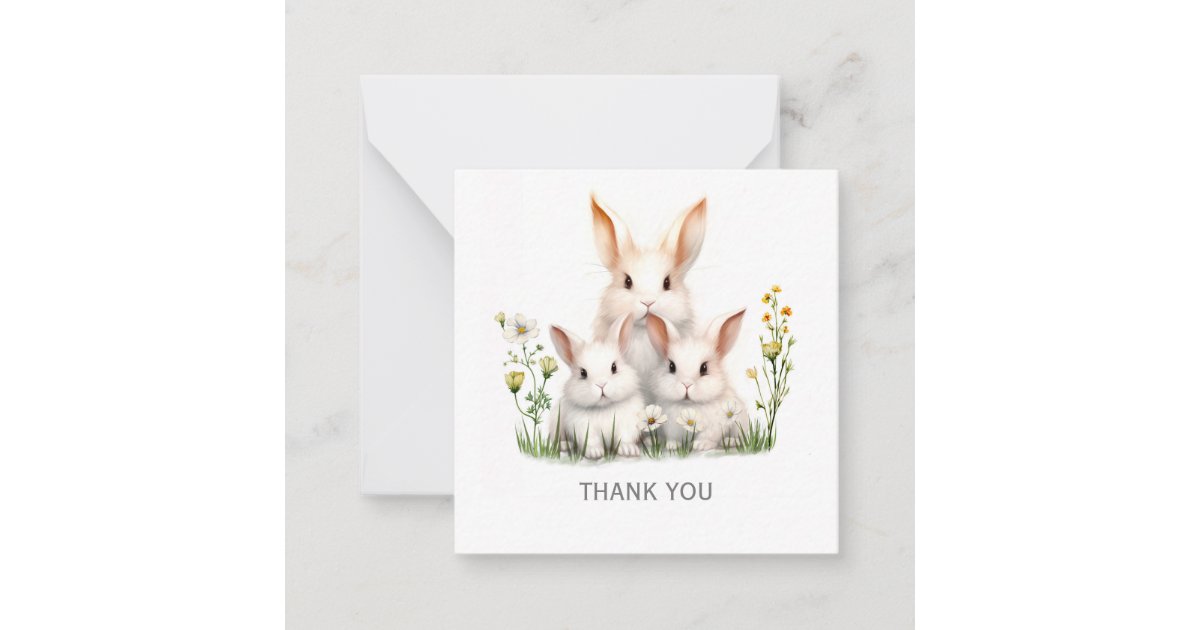 Personalized Cute Bunny Thank You Note Card | Zazzle
