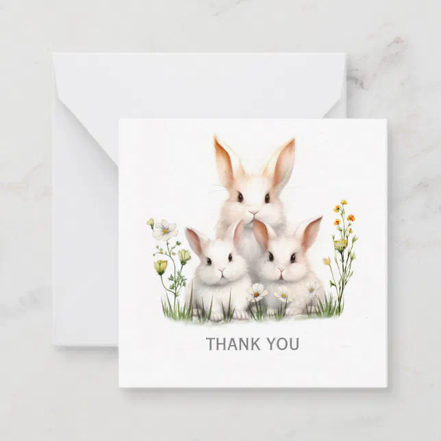 Personalized Cute Bunny Thank You Note Card | Zazzle