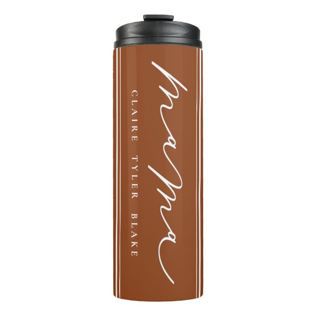 Personalized Cute Burnt Orange Mama Script Thermal Tumbler (Front)