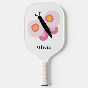 Personalized Cute Butterfly Girls Pink Pattern Pickleball Paddle
