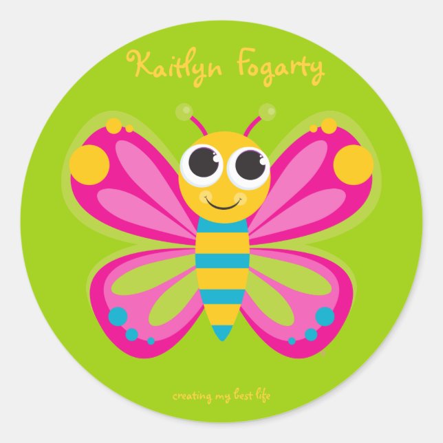 Personalized Cute Butterfly Stickers (Front)