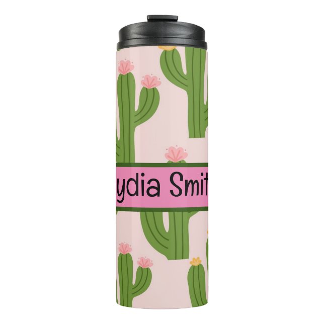 Personalized cute cactus drink tumbler (Front)