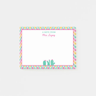 Personalized Cute Cactus Teacher Chevron Post-it Notes