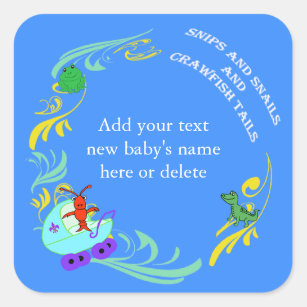 Personalized Cute Cajun Baby Boy Square Sticker