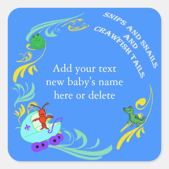 Personalized Cute Cajun Baby Boy Square Sticker (Front)