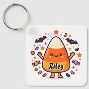 Personalized Cute Candy Corn Halloween Keychain