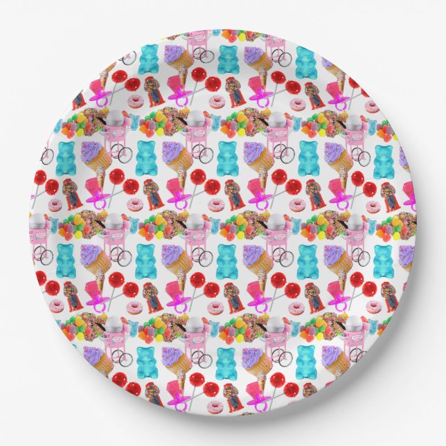 Personalized Cute Candy  Paper Plate (Front)