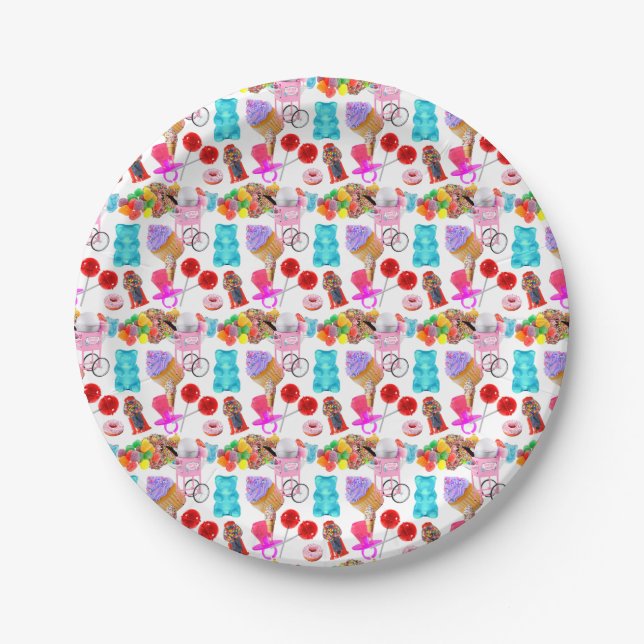 Personalized Cute Candy  Paper Plates (Front)