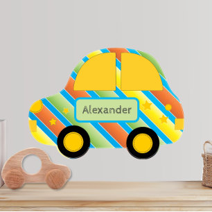 Personalized Cute Car Baby Boy  Toddler Wall Decal