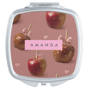 Personalized Cute Caramel Apple Pattern Compact Mirror