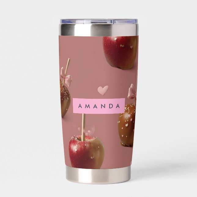 Personalized Cute Caramel Apple Pattern Insulated Tumbler (Front)
