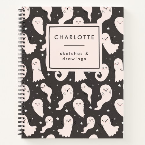 Personalized Cute Cartoon Halloween Spooky Ghost  Notebook