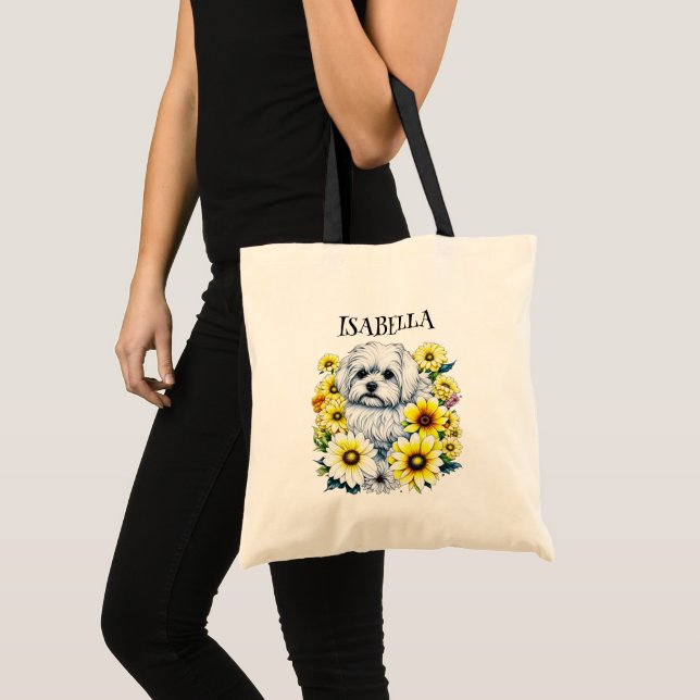 Personalized Cute Cartoon Maltese Tote Bag (Front (Product))