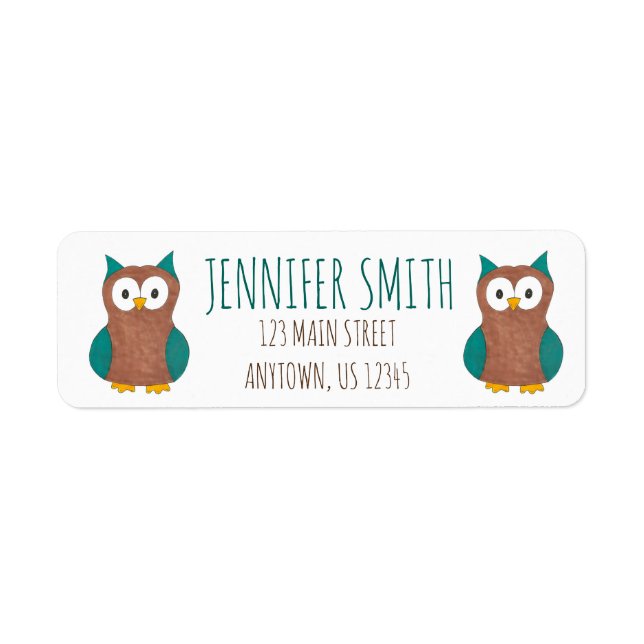 Personalized Cute Cartoon Owl Bird Address Labels (Front)