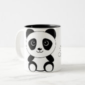 Personalized Cute Cartoon Panda Bear Two-Tone Coffee Mug (Front Left)