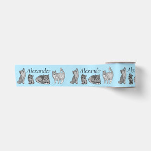 Personalized Cute Cat and Kitten Gift Satin Ribbon