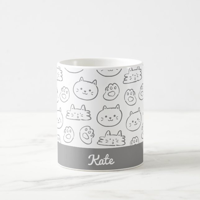 Personalized cute cat coffee mug (Center)