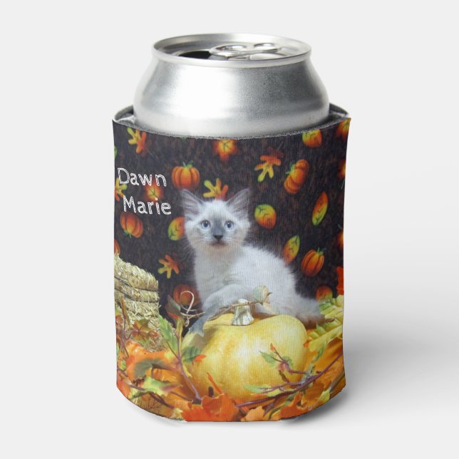 Personalized Cute Cat Fall / Autumn / Halloween  Can Cooler (Can Front)
