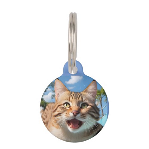 Personalized Cute Cat Flying Swimming Diving Funny Pet ID Tag