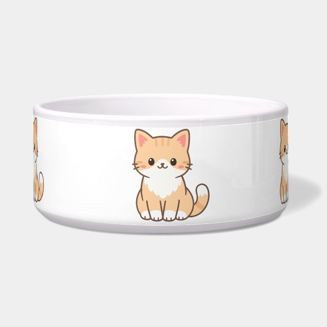 Personalized Cute Cat Gift – Custom Pet Name Minim Bowl (Front)