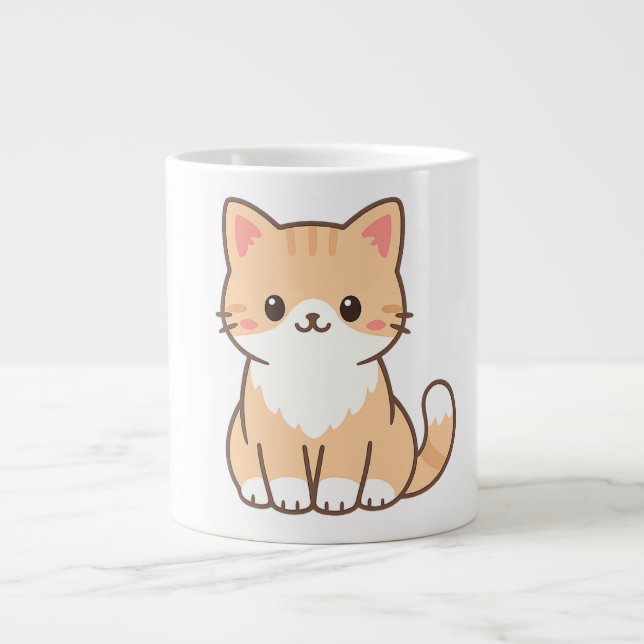 Personalized Cute Cat Gift – Custom Pet Name Minim Giant Coffee Mug (Front)