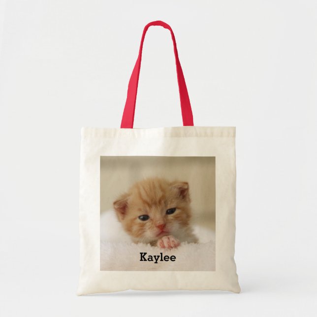 Personalized Cute Cat Kitten Tote Bag (Front)