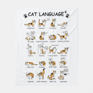 Personalized Cute Cat Language Gifts Fleece Blanket