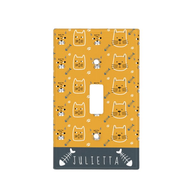 Personalized Cute Cat Modern Pattern Light Switch Cover (Front)