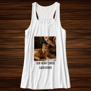 Personalized Cute Cat Mom Family Pet Photo White Tank Top